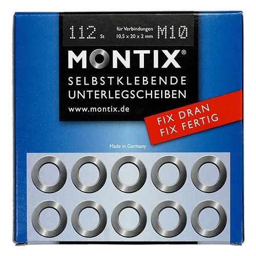 Montix M10 VERZINKT 112 Stück Selbstklebende Unterlegscheiben