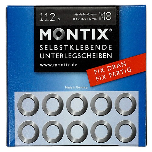 Montix M8 VERZINKT 112 Stück Selbstklebende Unterlegscheiben