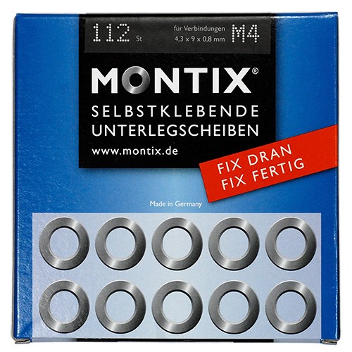 Montix M4 EDELSTAHL 112 Stück Selbstklebende Unterlegscheiben