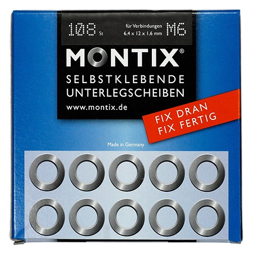Montix M6 EDELSTAHL 108 Stück Selbstklebende Unterlegscheiben