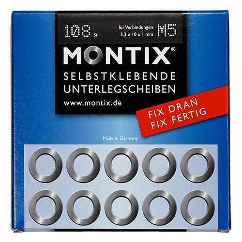 Montix M5 VERZINKT 108 Stück Selbstklebende Unterlegscheiben