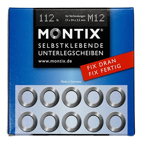 Montix M12 VERZINKT 112 Stück Selbstklebende Unterlegscheiben